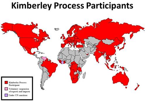 Carte des participants au Processus de Kimberley